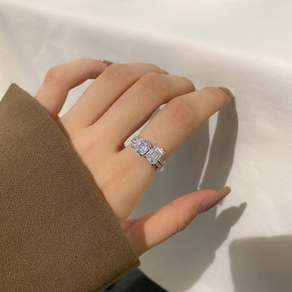 [baslovejewels]2,0 Karat funkelnder Partyring im verzierten Radiantschliff