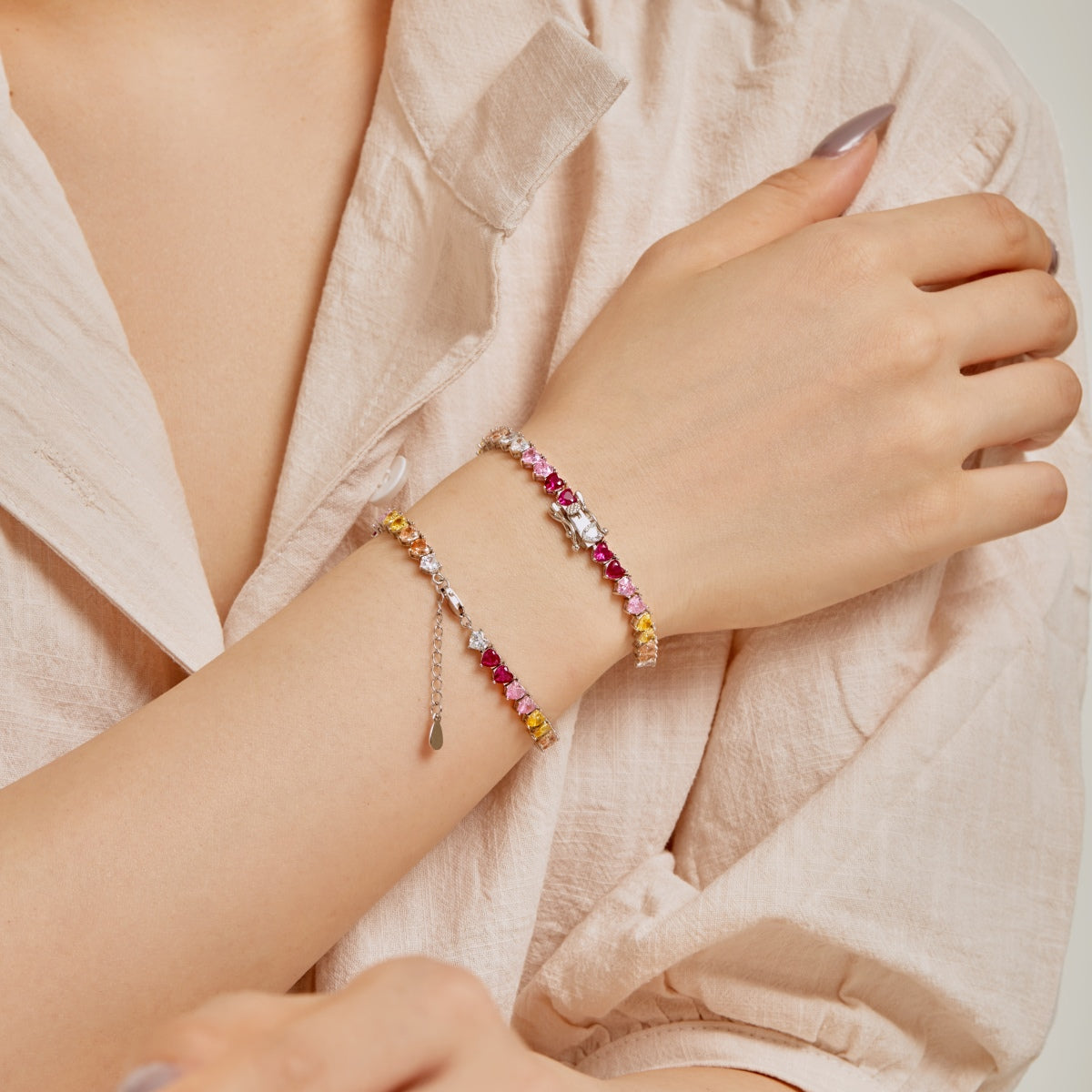 [baslovejewels]豪華でカラフルなロマンチックなハート型恋人ブレスレット