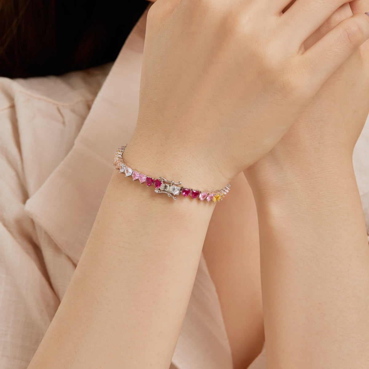 [baslovejewels]豪華でカラフルなロマンチックなハート型恋人ブレスレット