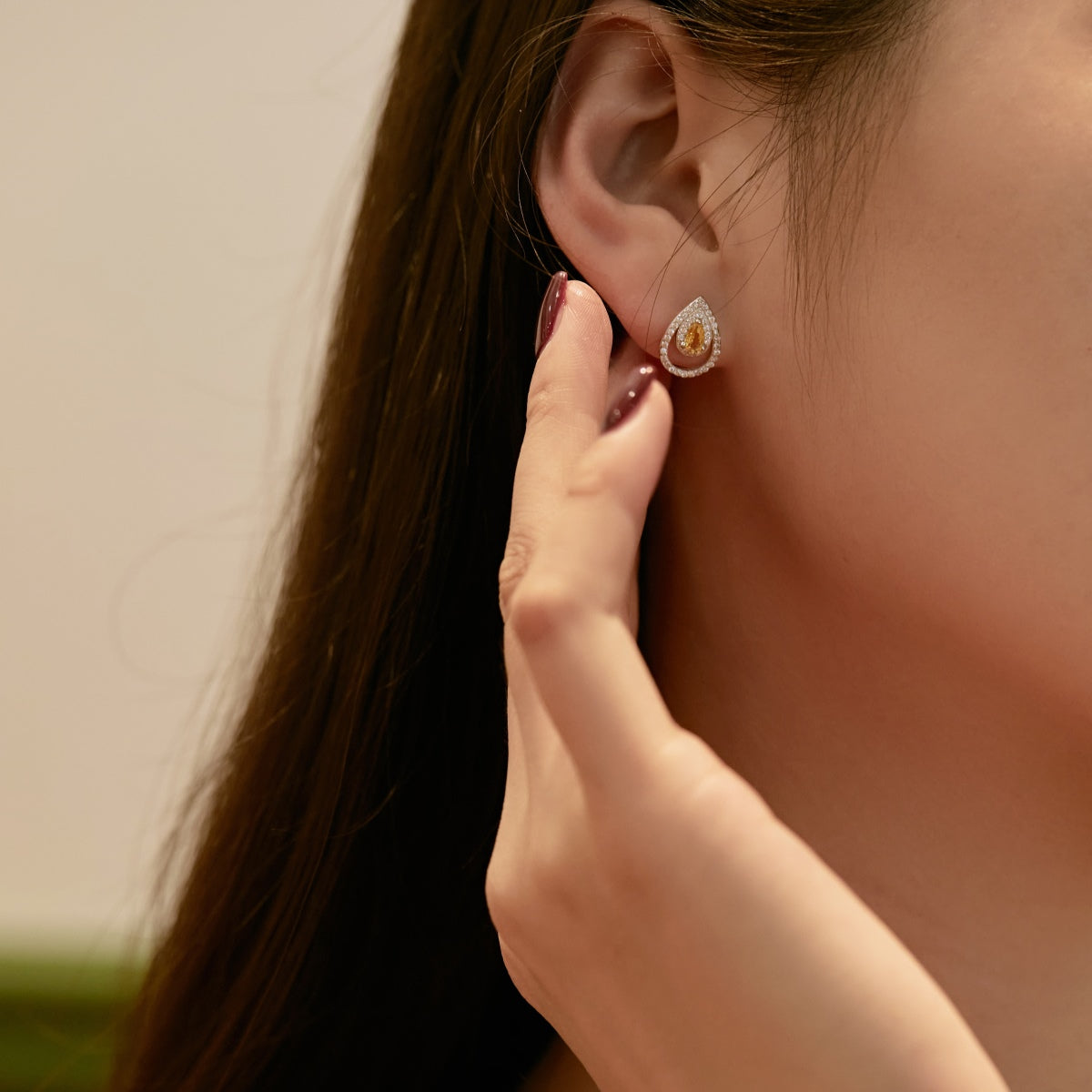 [baslovejewels]Sparkling Delicate Water Drop Shape Daily Earrings