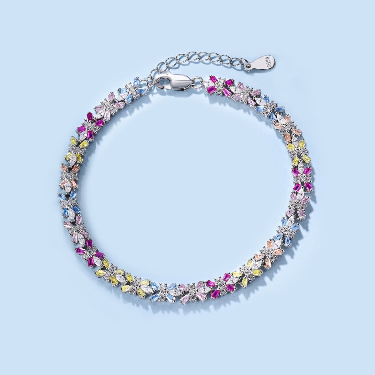 [baslovejewels] Strahlend buntes Party-Armband im Smaragdschliff