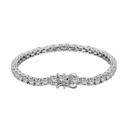 [baslovejewels]Luxuriöses, verziertes Tennisarmband mit Rundschliff