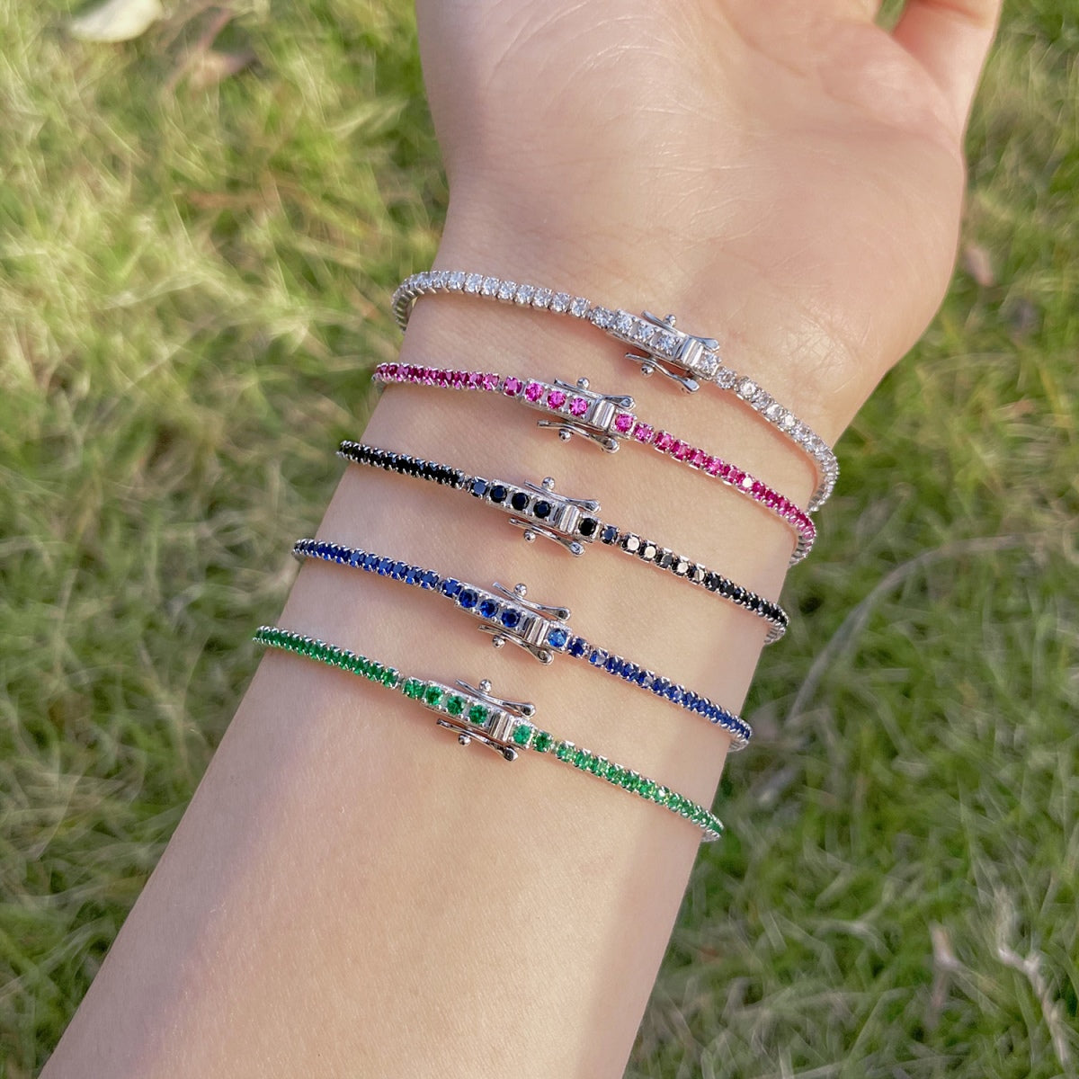 [baslovejewels] Strahlend buntes Party-Armband im Rundschliff