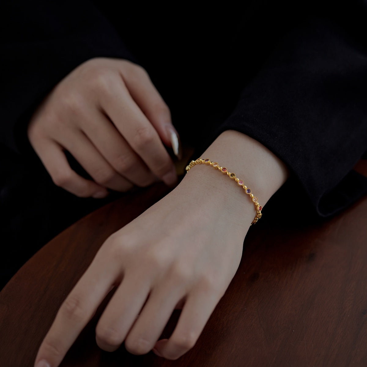 [baslovejewels]Funkelndes, exquisites Party-Armband im Rundschliff