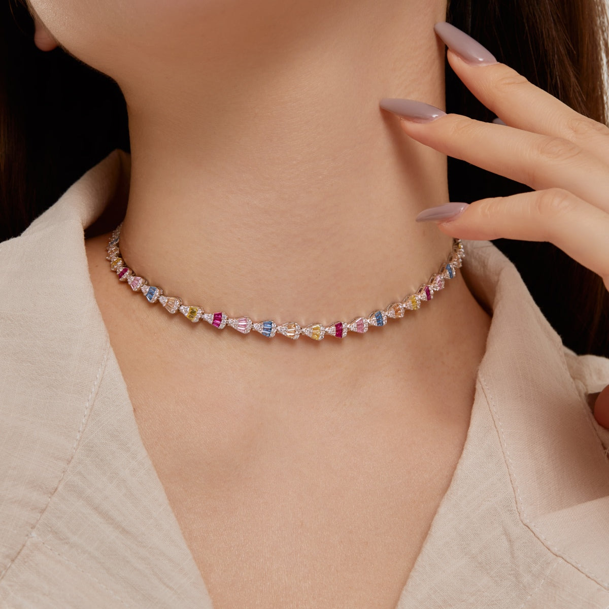 [baslovejewels] Strahlend bunte Regenbogen-Halskette