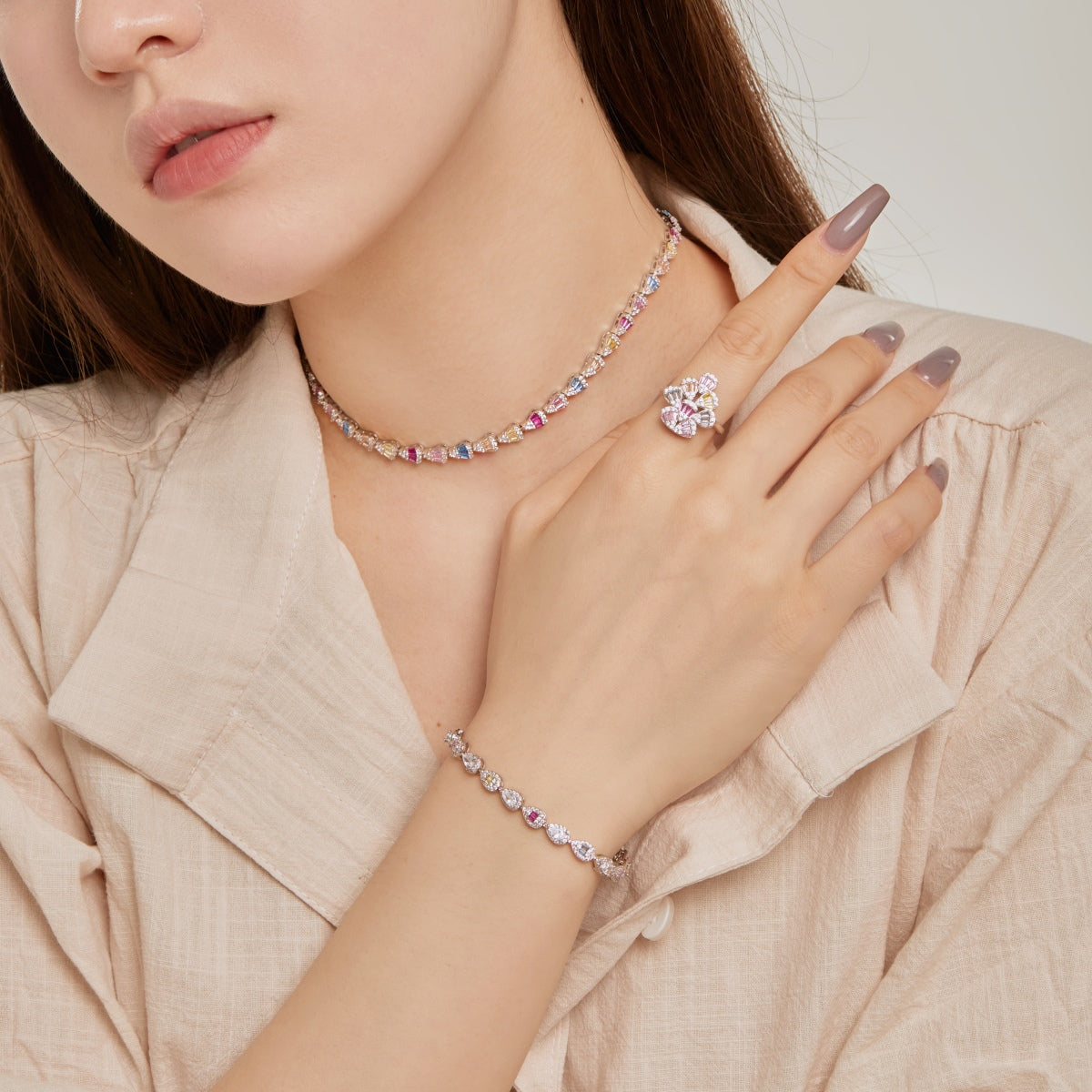 [baslovejewels] Strahlend bunte Regenbogen-Halskette