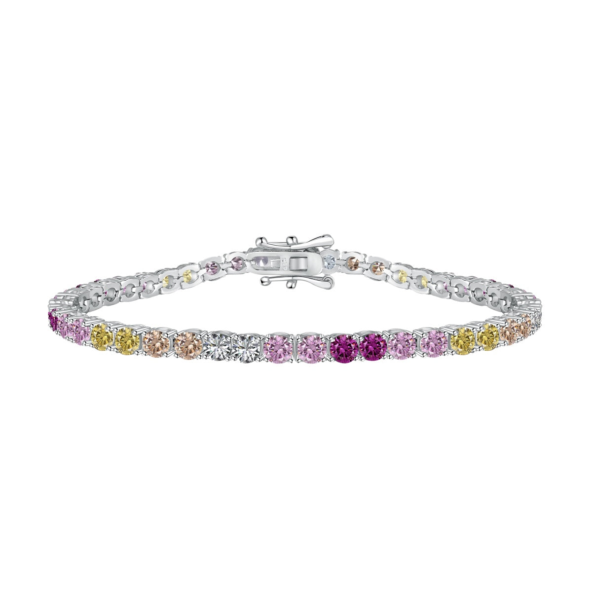 [baslovejewels]輝くカラフルなラウンドカットテニスブレスレット