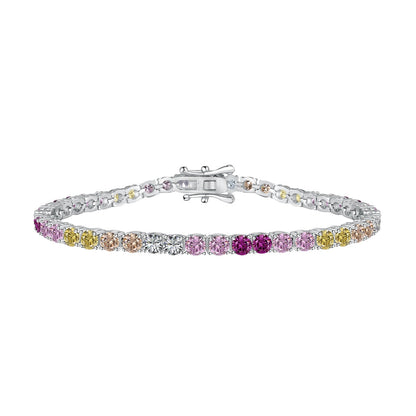 [baslovejewels]輝くカラフルなラウンドカットテニスブレスレット