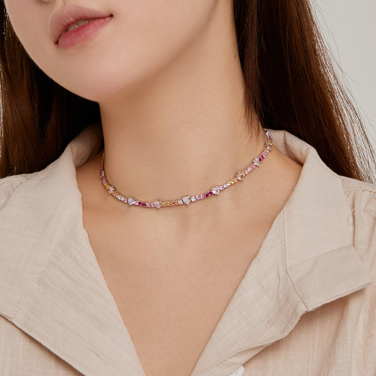 [baslovejewels]Zarte bunte Regenbogen-Tenniskette