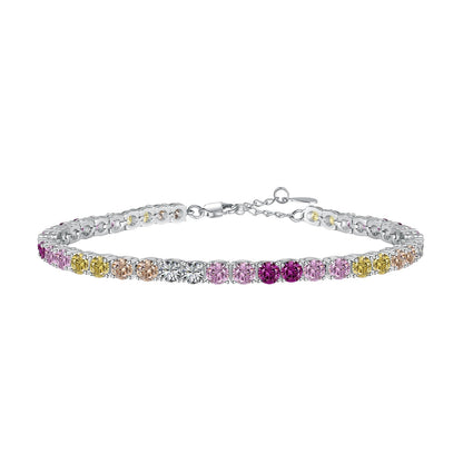 [baslovejewels]輝くカラフルなラウンドカットテニスブレスレット