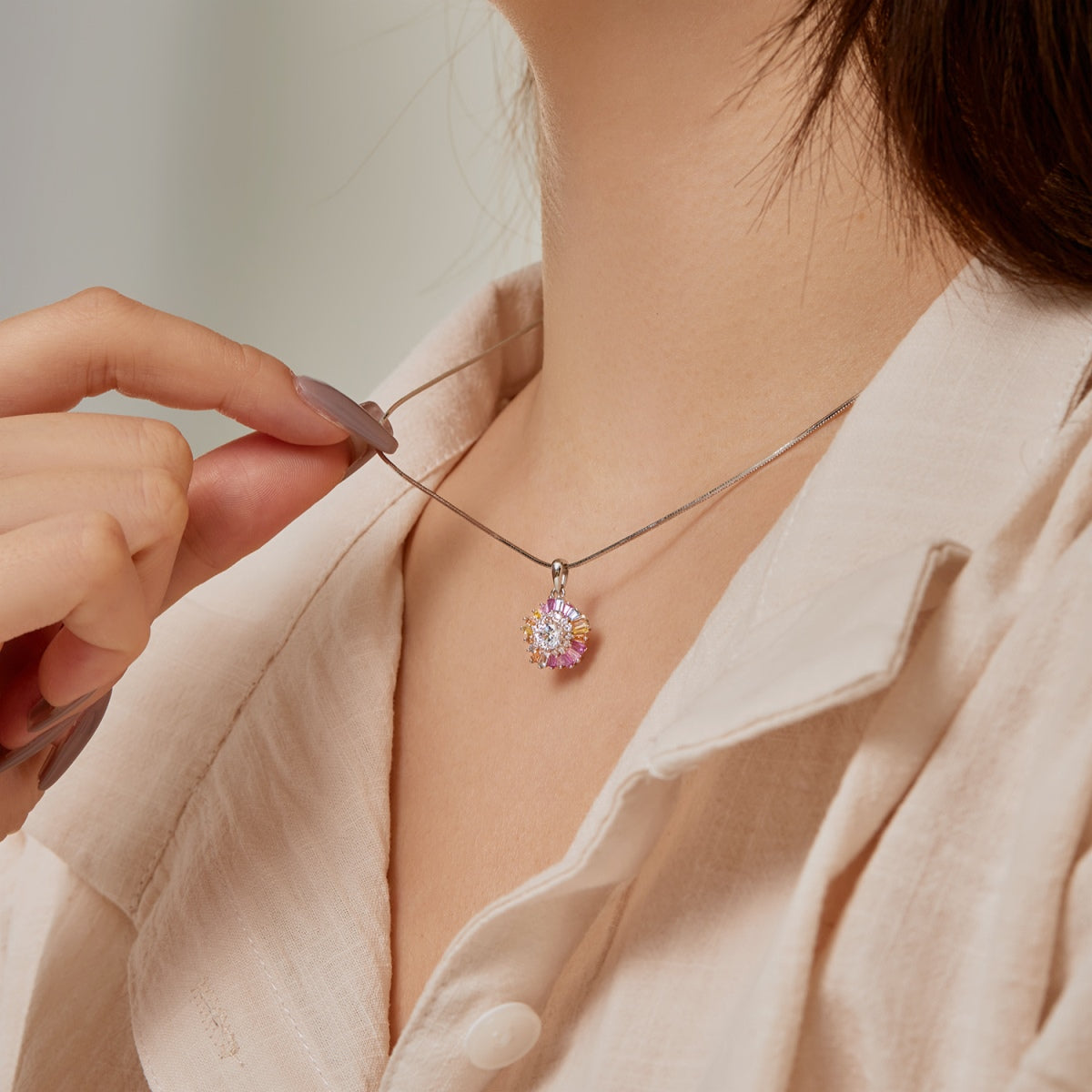 [baslovejewels]Charmante bunte Blumenhalskette
