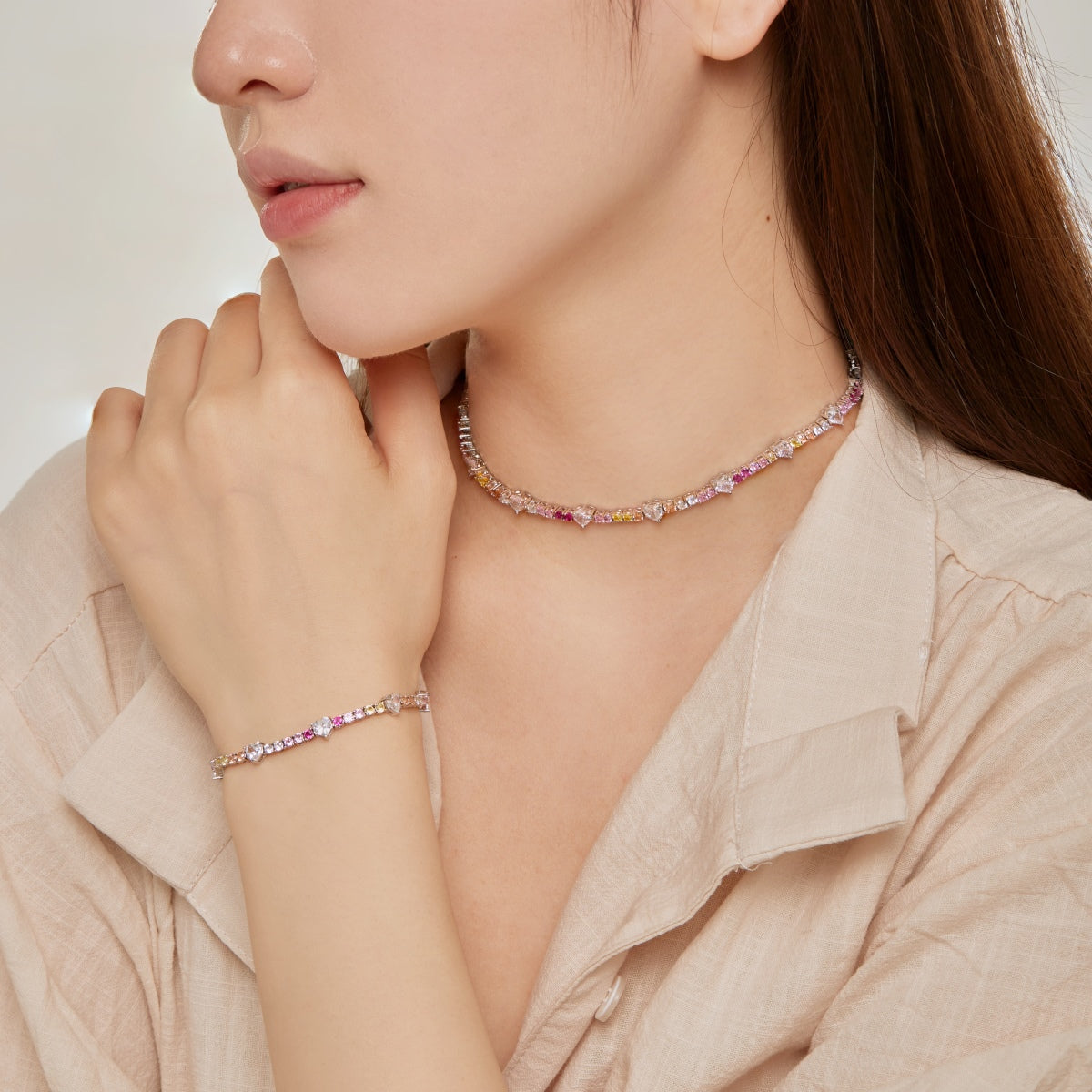 [baslovejewels]繊細でロマンチックなハート型恋人ブレスレット