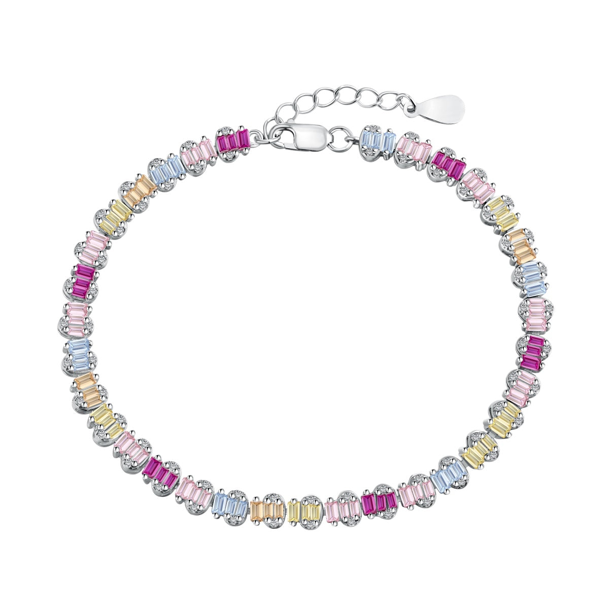 [baslovejewels]繊細でカラフルなエメラルドカットのパーティーブレスレット