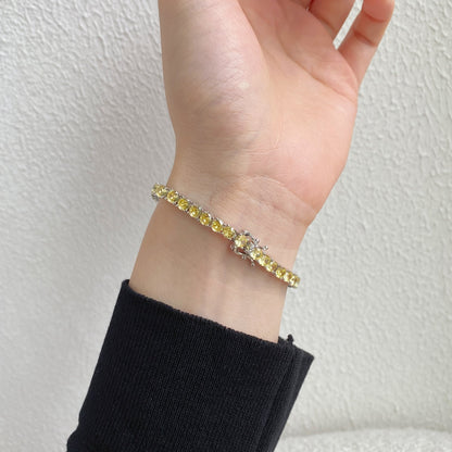 [baslovejewels] Verziertes, schillerndes Tennisarmband mit Rundschliff
