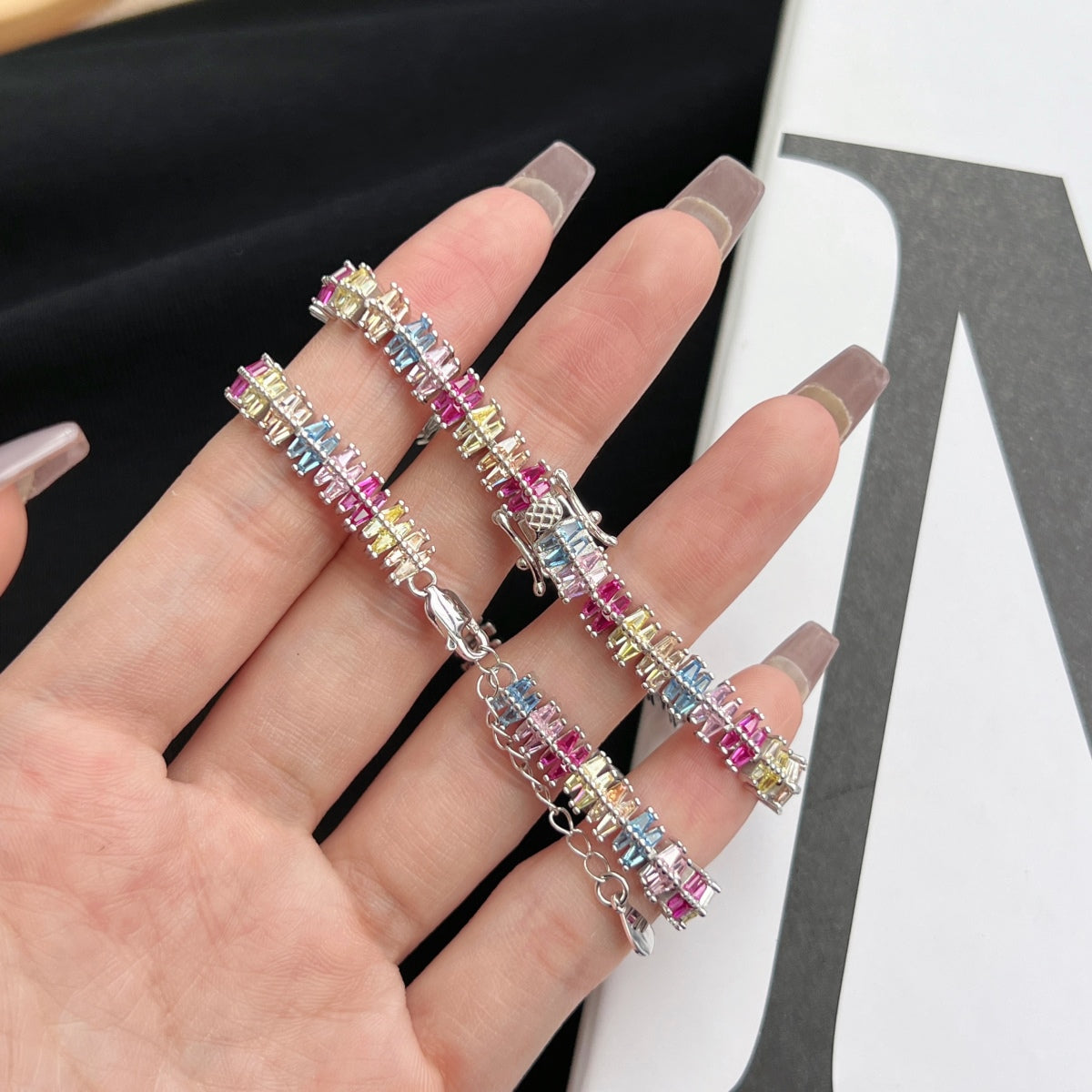 [baslovejewels]Funkelndes, exquisites Party-Armband mit mehreren Schliffarten