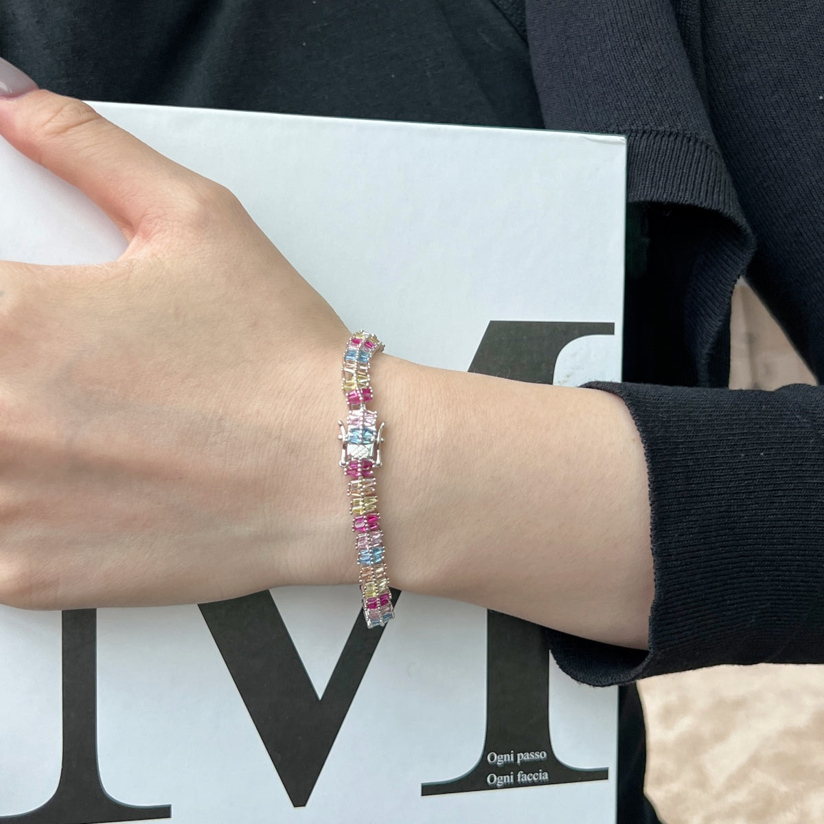 [baslovejewels]Funkelndes, exquisites Party-Armband mit mehreren Schliffarten