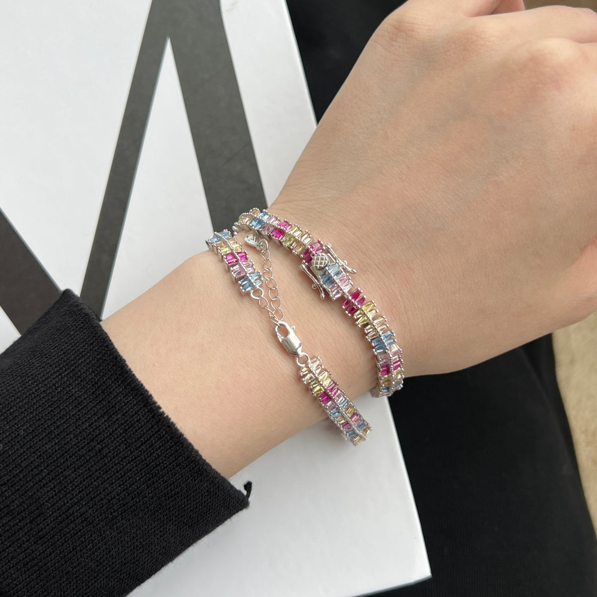 [baslovejewels]Funkelndes, exquisites Party-Armband mit mehreren Schliffarten