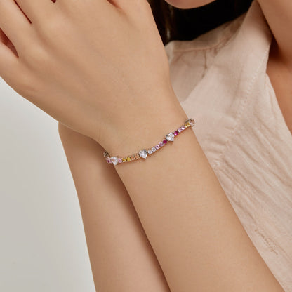 [baslovejewels]ロマンチックなハートシェイプラウンドカットラバーブレスレット