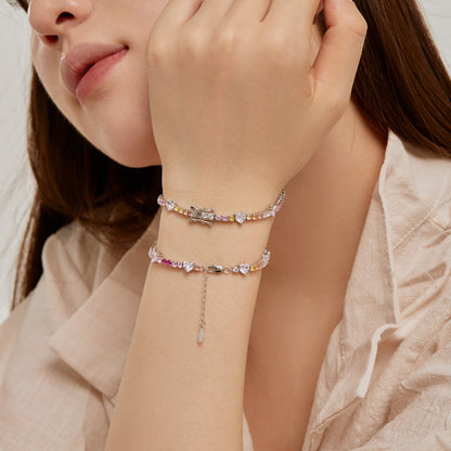 [baslovejewels]ロマンチックなハートシェイプラウンドカットラバーブレスレット