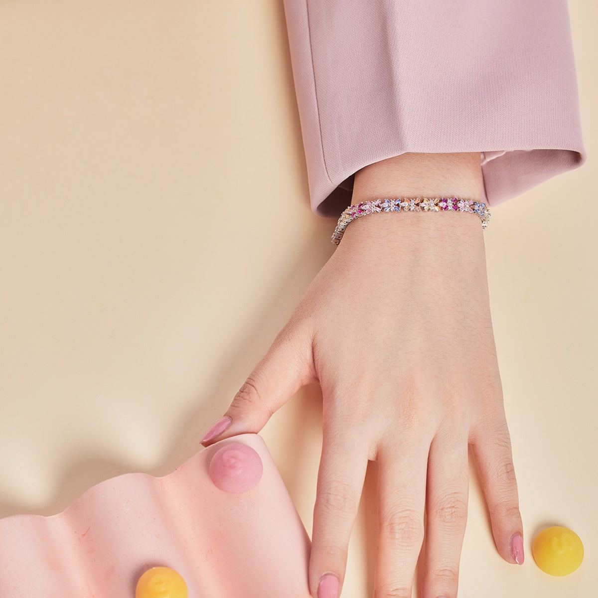 [baslovejewels] Strahlend buntes Party-Armband im Smaragdschliff
