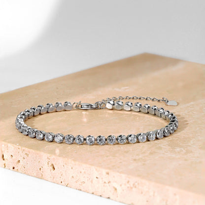 [baslovejewels]Schillerndes funkelndes Armband im Rundschliff für jeden Tag