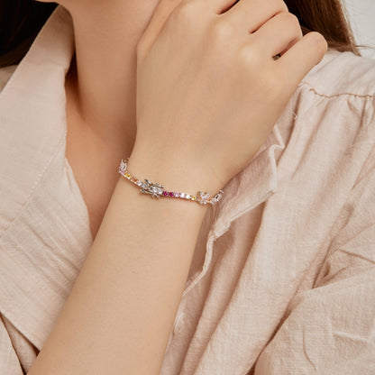 [baslovejewels]華やかでカラフルな蝶の形のラウンドカットのデイリーブレスレット
