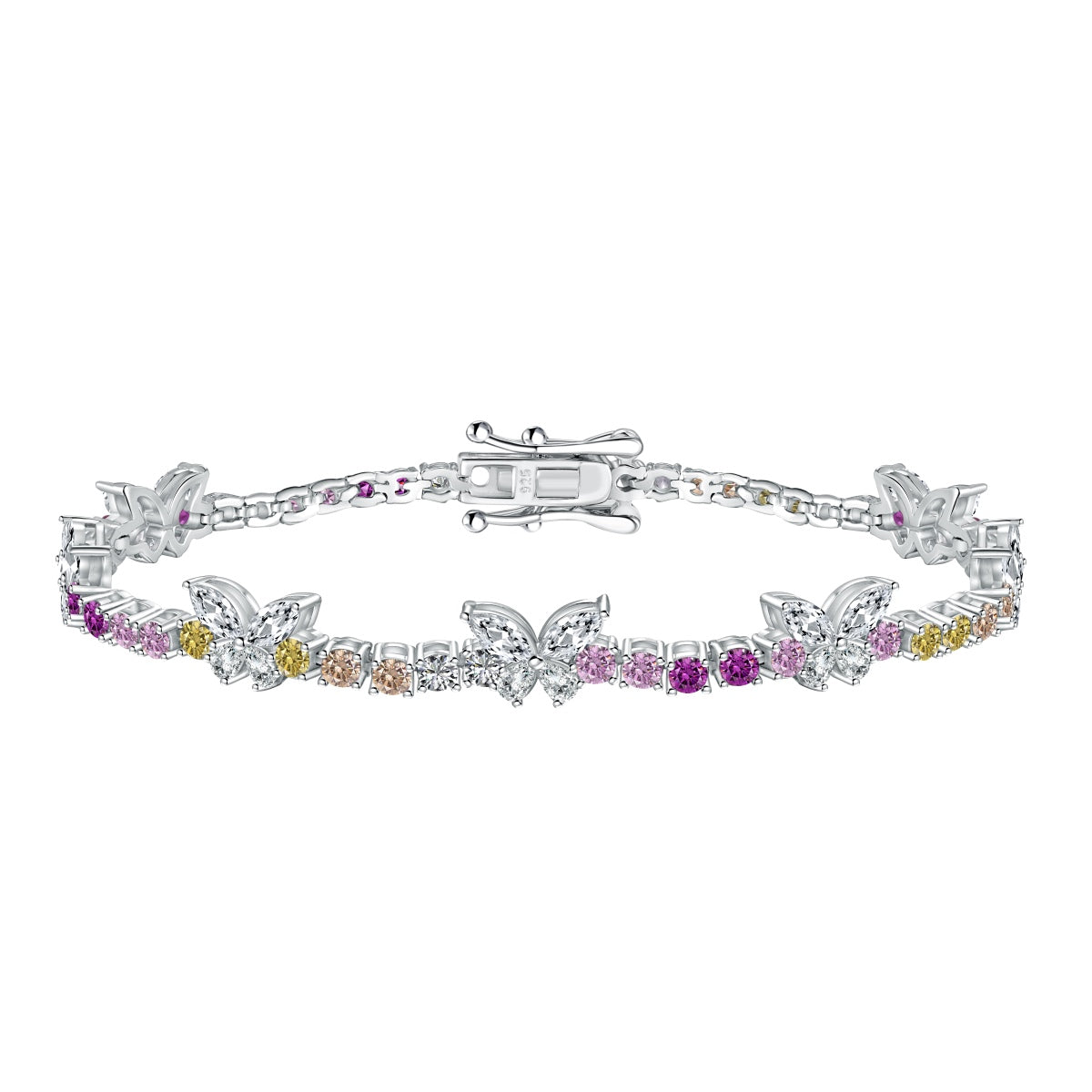 [baslovejewels]華やかでカラフルな蝶の形のラウンドカットのデイリーブレスレット