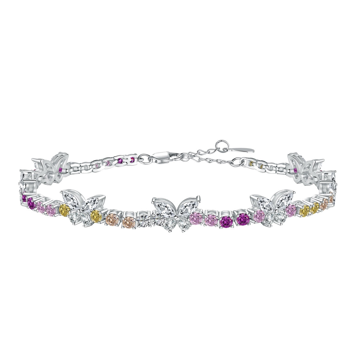 [baslovejewels]華やかでカラフルな蝶の形のラウンドカットのデイリーブレスレット