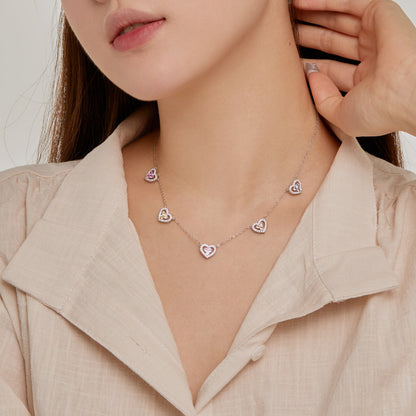 [baslovejewels]Funkelnde Halskette mit fünf Herzen