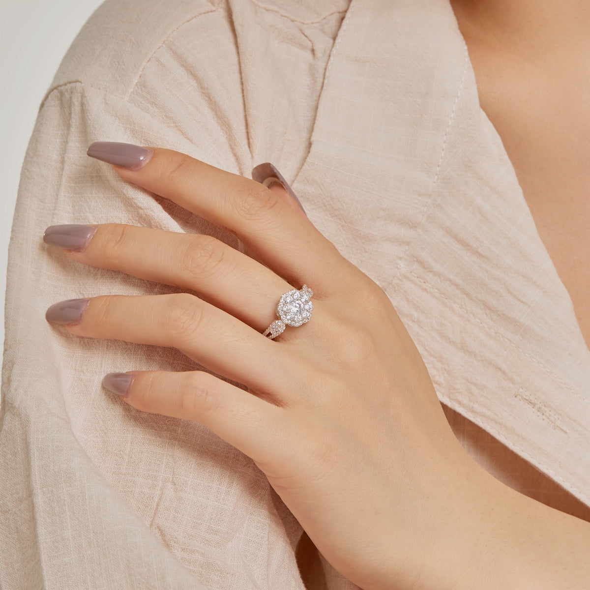 [baslovejewels]Delicate Colorful Round Cut Flower Shape Wedding Ring