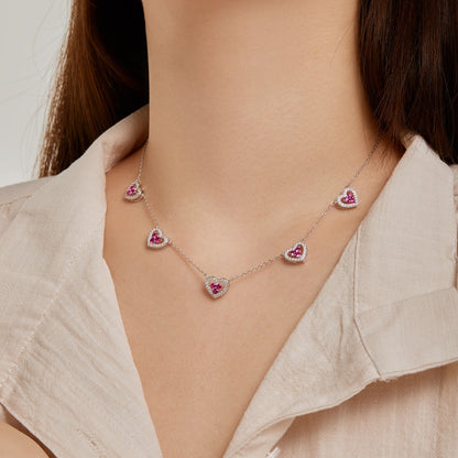 [baslovejewels]Funkelnde Halskette mit fünf Herzen