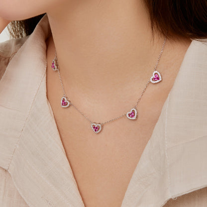 [baslovejewels]Funkelnde Halskette mit fünf Herzen