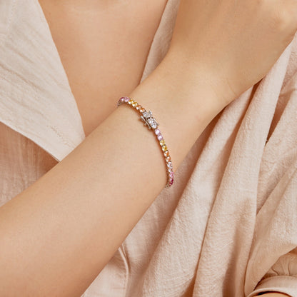 [baslovejewels]輝くカラフルなラウンドカットテニスブレスレット