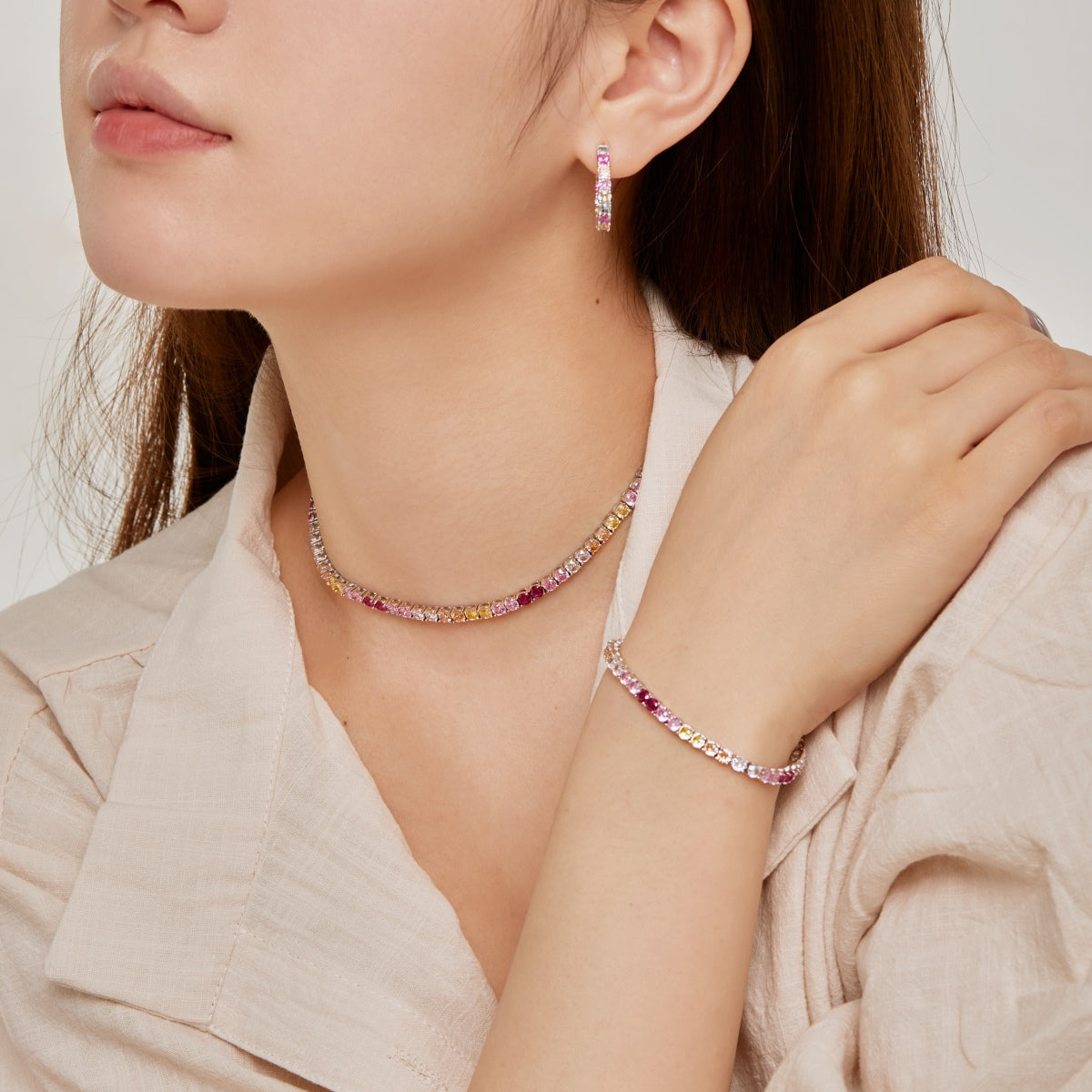 [baslovejewels]豪華でカラフルなロマンチックなハート型恋人ブレスレット