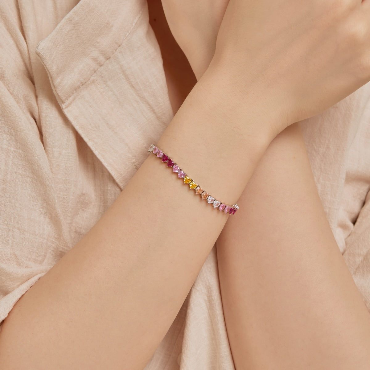 [baslovejewels]豪華でカラフルなロマンチックなハート型恋人ブレスレット