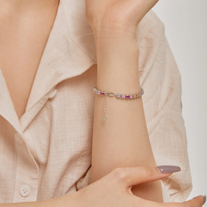 [baslovejewels]繊細でカラフルなエメラルドカットのパーティーブレスレット