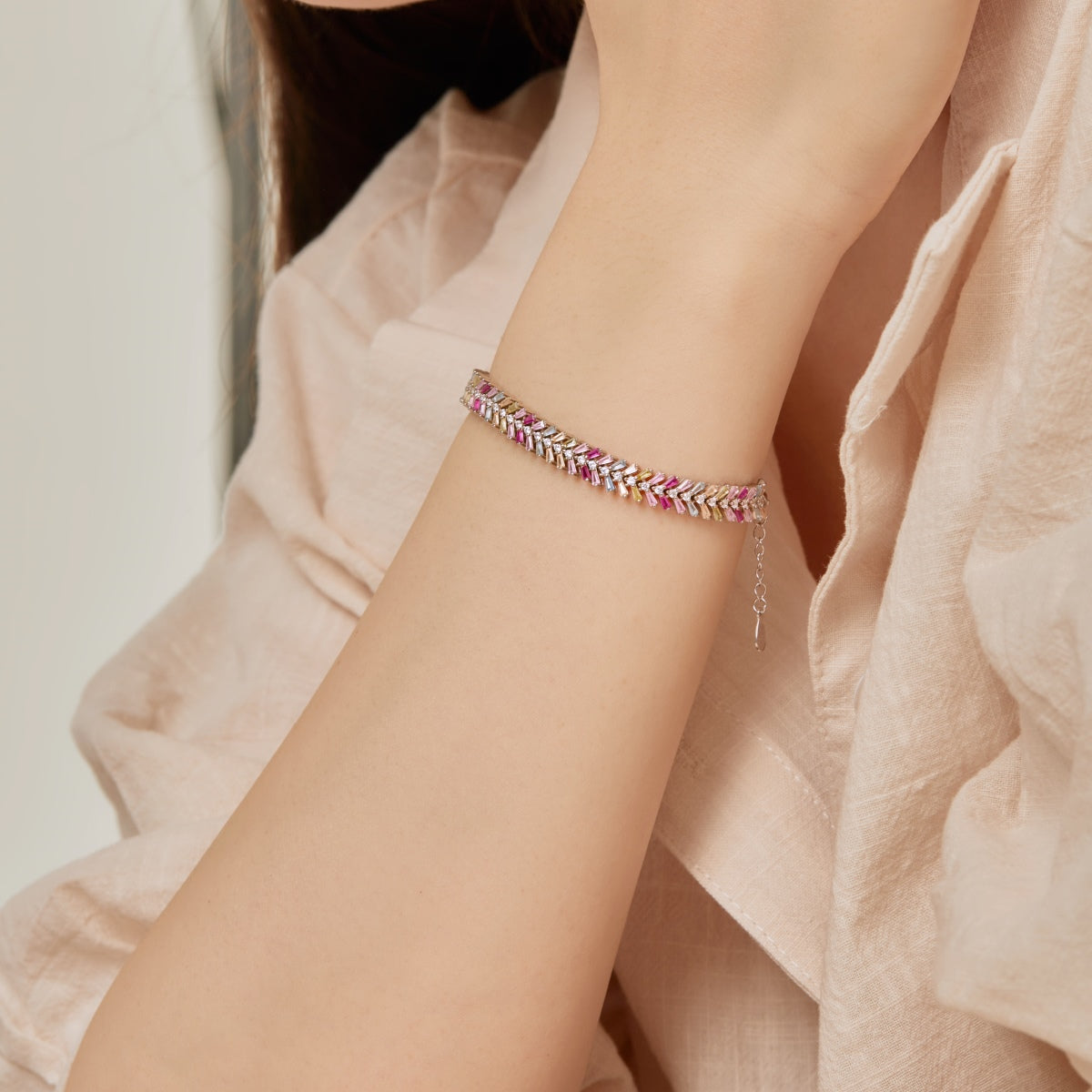 [baslovejewels]上品な輝きのエメラルドカットデイリーブレスレット