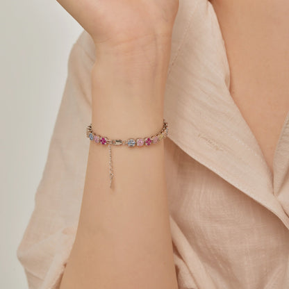 [baslovejewels]繊細でカラフルなエメラルドカットのデイリーブレスレット