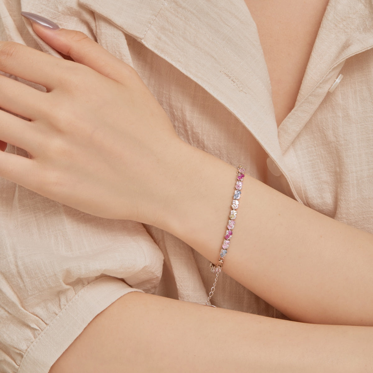 [baslovejewels]華やかなカラフルな花の形のパーティーブレスレット