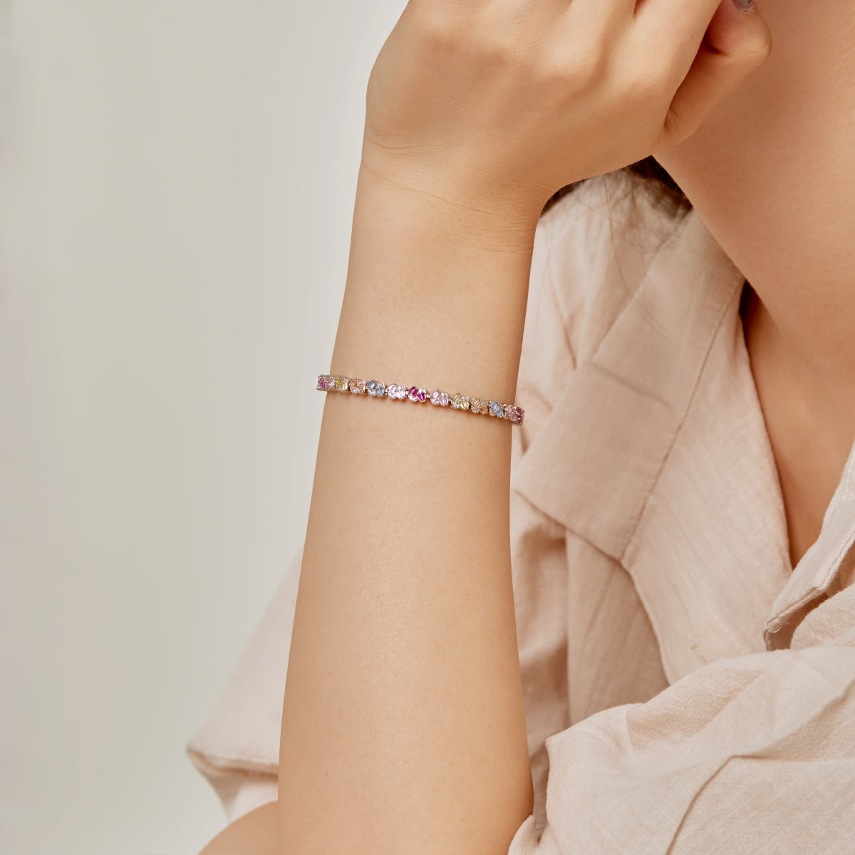[baslovejewels]華やかなカラフルな花の形のパーティーブレスレット