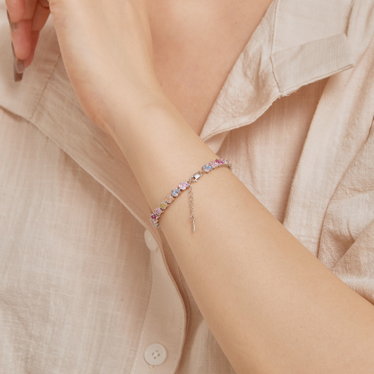 [baslovejewels]華やかなカラフルな花の形のパーティーブレスレット