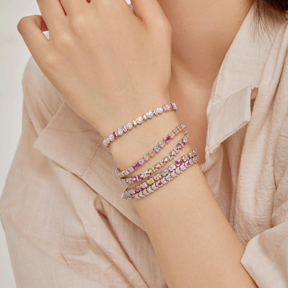[baslovejewels]華やかなカラフルな花の形のパーティーブレスレット