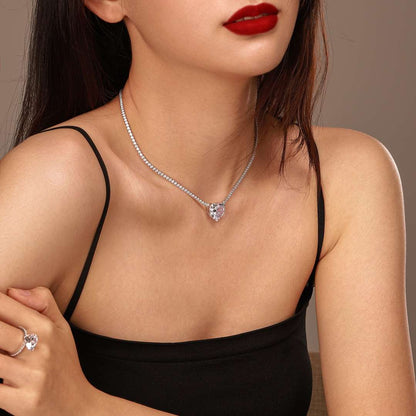 [baslovejewels]8.0カラットの多用途でカラフルなスイートハート型テニスネックレス