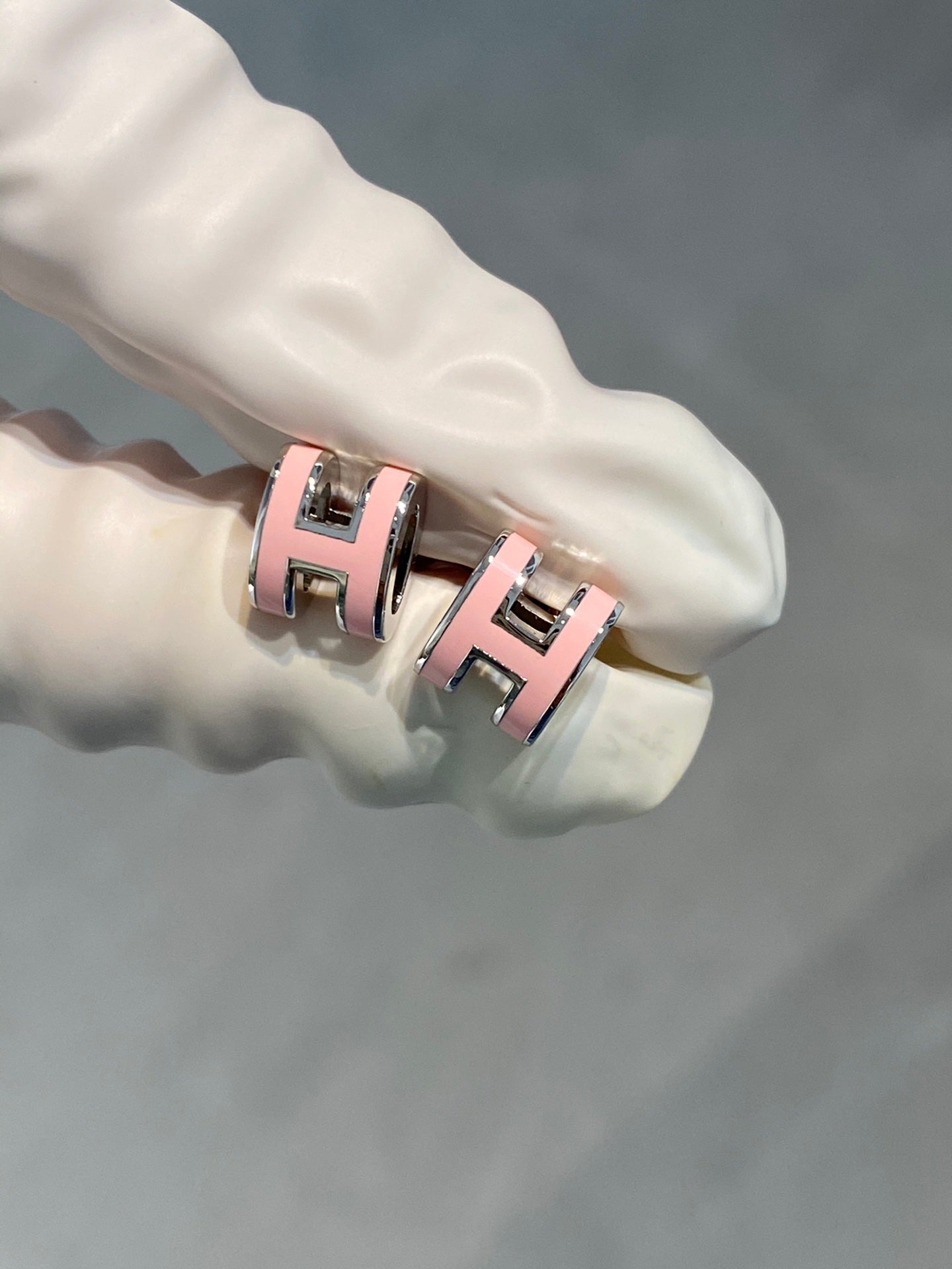 [baslovejewels]MINI POP H SILVER EARRINGS PINK