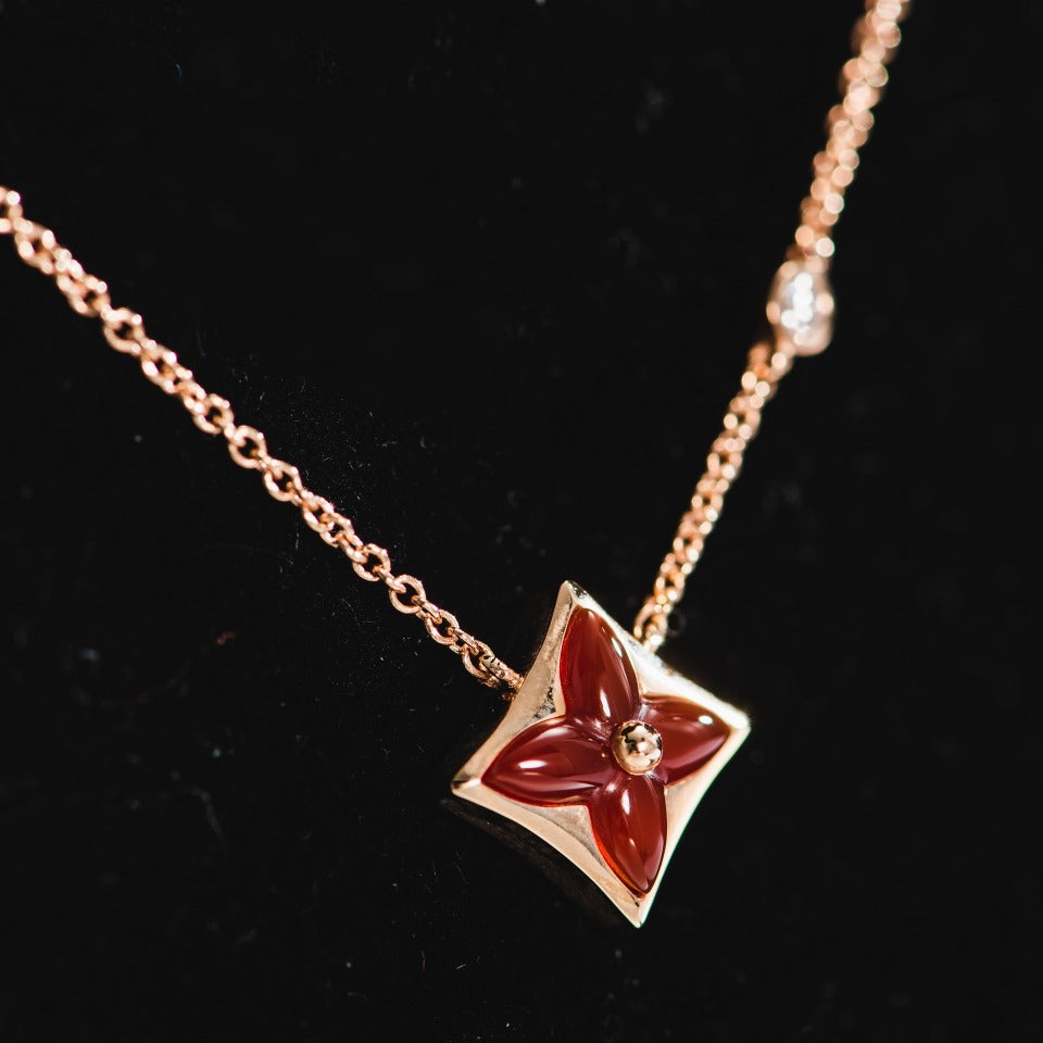 [baslovejewels]STAR NECKLACE PINK GOLD 1 DIAMOND