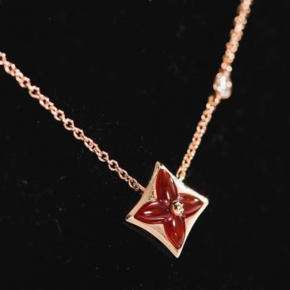 [baslovejewels]STAR NECKLACE PINK GOLD 1 DIAMOND