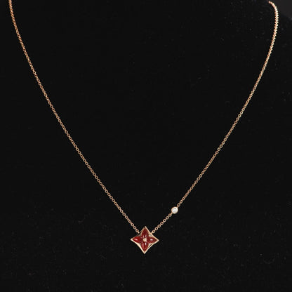 [baslovejewels]STAR NECKLACE PINK GOLD 1 DIAMOND