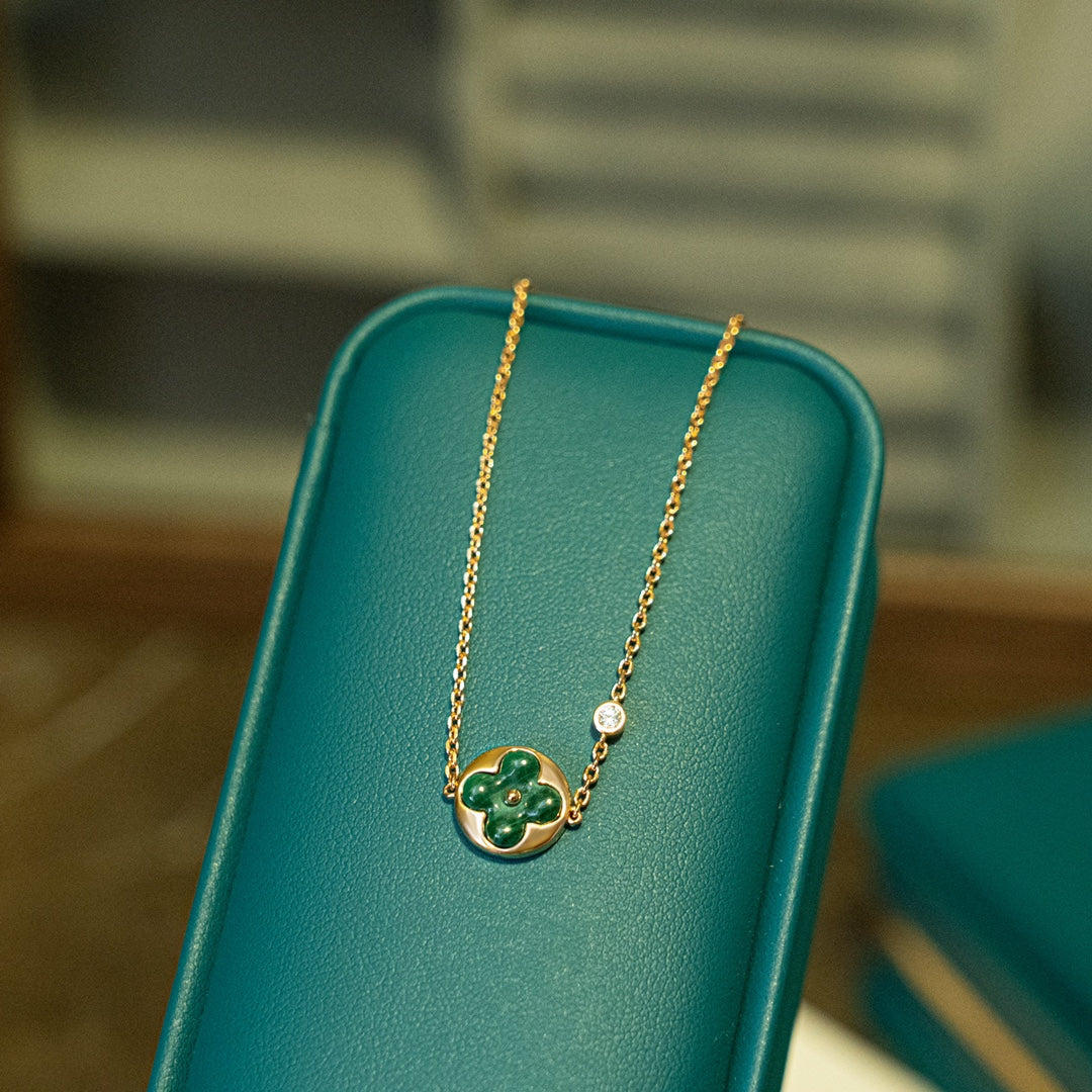 [baslovejewels]サンマラカイト 1ダイヤモンド ピンクゴールドブレスレット