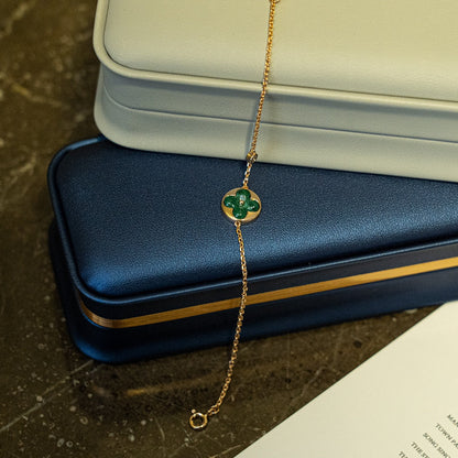 [baslovejewels]サンマラカイト 1ダイヤモンド ピンクゴールドブレスレット