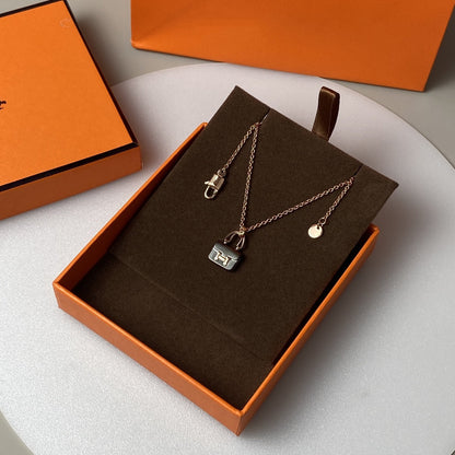 [baslovejewels]コンスタンス ブラック ペンダント ピンクゴールド ネックレス
